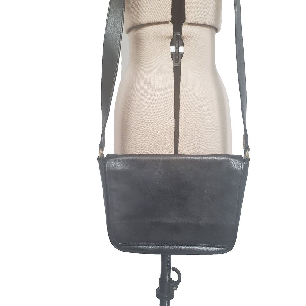 VTG Coach Women’s Crossbody Bag Black Leather Bistro 4125 Manhattan Messenger - Picture 2 of 15